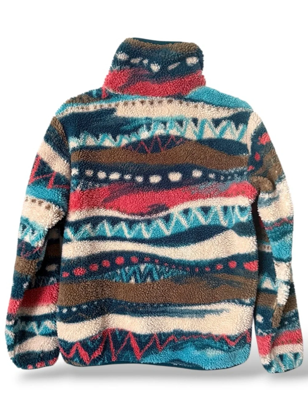 Billabong A/Div Switchback Sherpa Fleece Pullover Small Aztec Snap Mock Neck - Picture 2 of 9